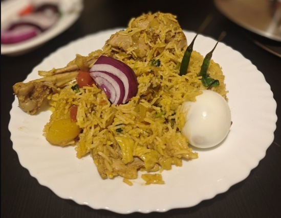 Homemade turkey biryani with egg