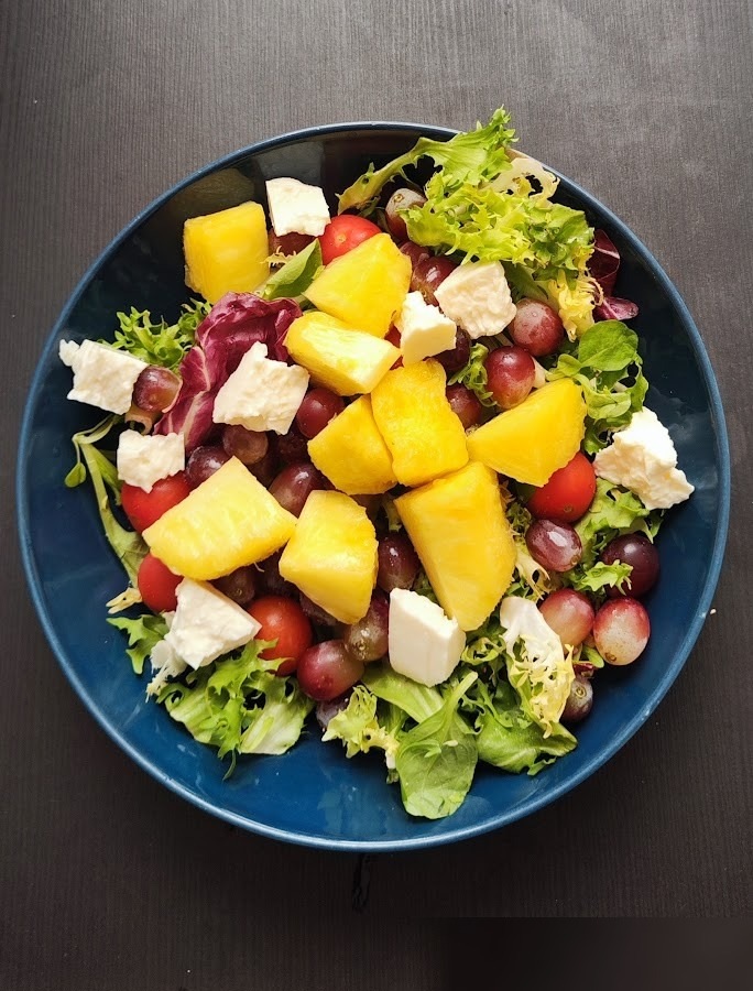 Pineapple grape and feta salad