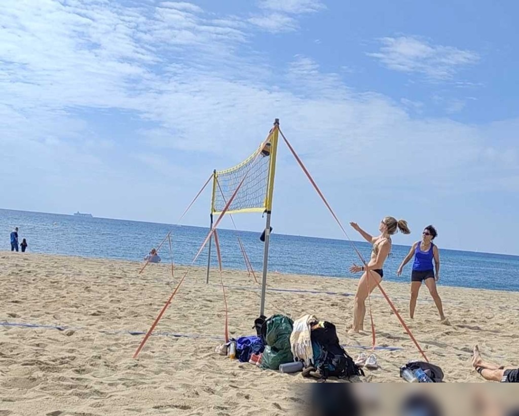 Beach volleyball court by the ocean in Spain