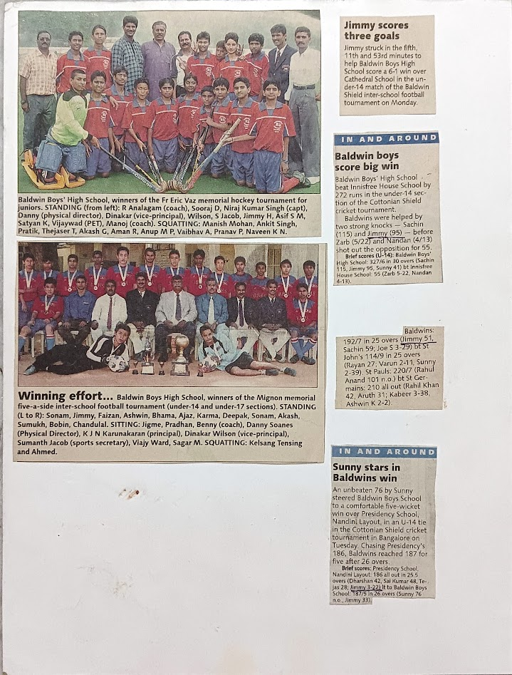 Newspaper clippings of Jimmy Humania school sports achievements