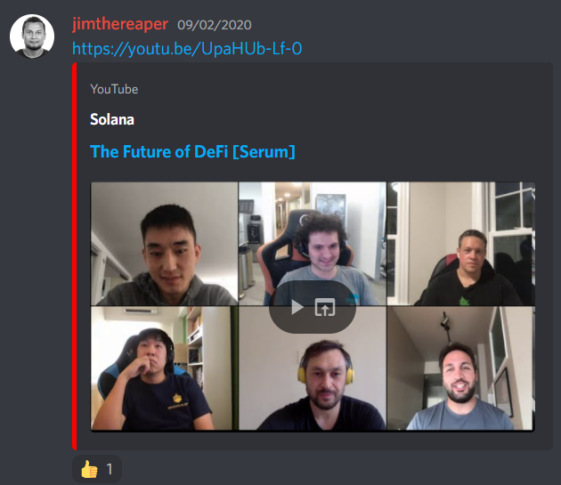 Discord dump sharing Solana Future of DeFi Serum talk September 2020