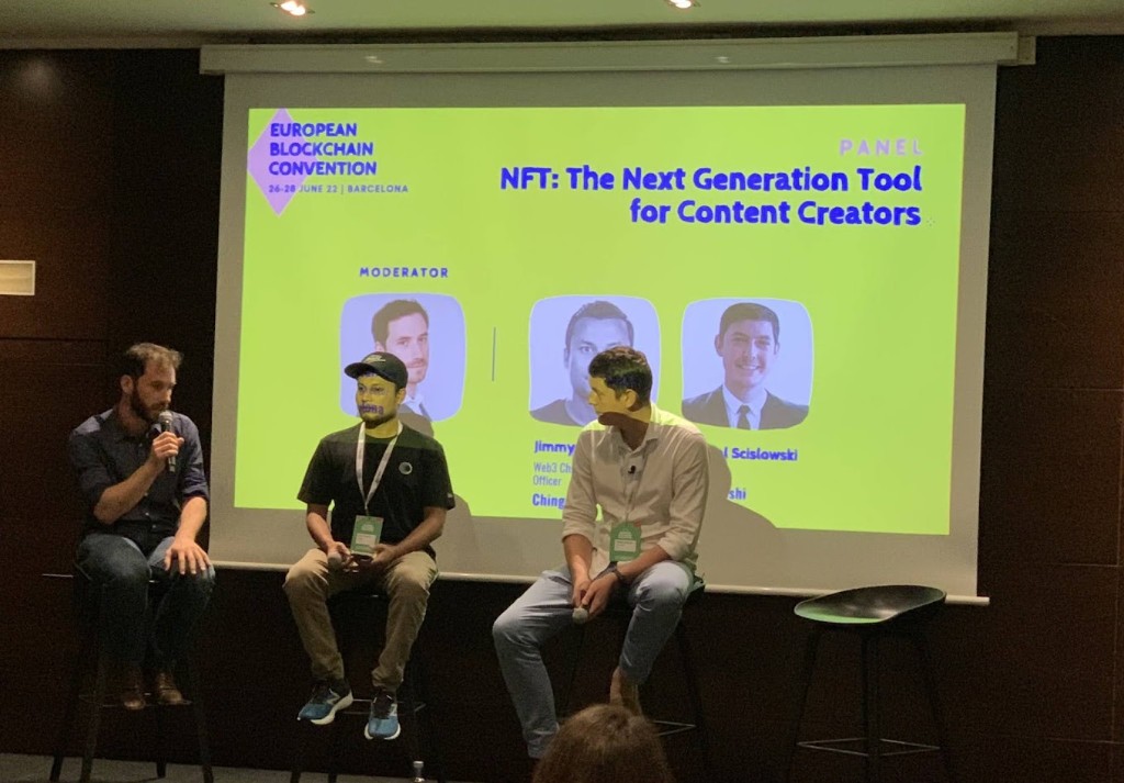 Jimmy Humania on NFT panel at European Blockchain Convention Barcelona